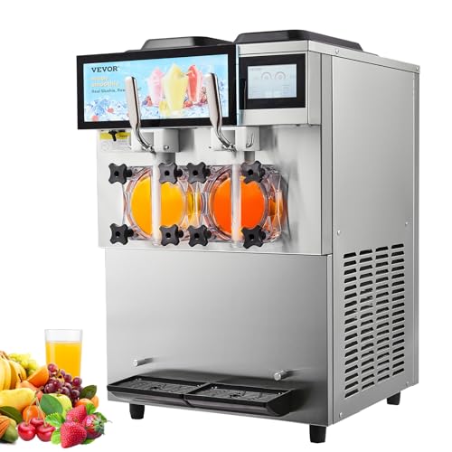 Image of VEVOR Commercial Slushy Machine, 2 x 12L / 3.17 Gal Double Tanks, Cool and Freeze Modes, Stainless Steel Margarita Smoothie Frozen Drink Maker, Slushie Machine for Party Cafes Restaurants Bars Home