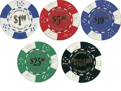 Landmark Casino Crowns Poker Chip Sample Set - 5 New Chips