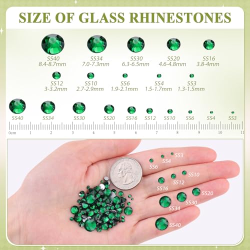 Image of 5000PCS SS6 /2mm Crystal Glass Rhinestones for Bedazzling (Emerald Green) | Flatback Rhinestones for Crafting DIY Nail Art Makeup Decoration, Gems Diomand Charms for Tumbler Shoes Clothing Mug