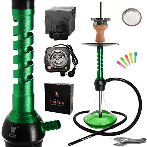 Kaya ELOX Eco Wrap Shisha Komplett Set 62cm - Alu Wasserpfeife, 1 Anschluss inklusive Elektrischem Kohleanzünder, 1kg…
