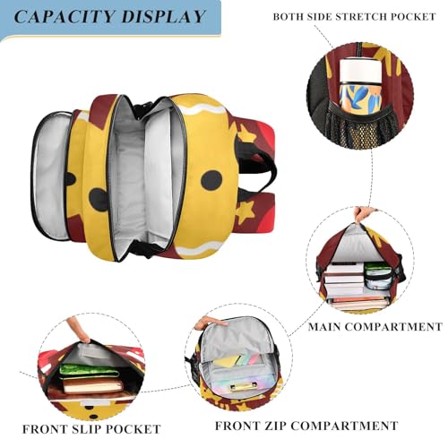 traveling backpacks for kids 8-12： modern book bags for youth in assorted colors - Merry Christmas Cute Yellow Gingerbread4