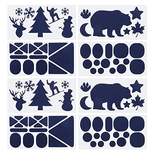 Create idea 8 Sheets Down Jacket Self Adhesive Patch Washable Nylon Clothing Repair Tape Stickers Different Shapes for Tent Outerwear Sleeping Bag Dark Blue