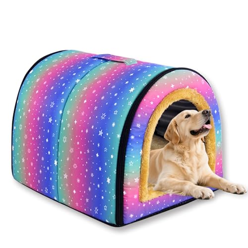 Grande cuccia casa per cani 2 in 1, grotta calmante per animali impermeabile, lussuosa cuccia casa per cani con cuscino morbido rimovibile, base antiscivolo, cuccia per cani da esterno, per gatti