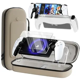 QUAGGY 3-in-1 Accessoris Kit Compatible with Playstation Portal, EVA Carrying Case for PS Portal with Silicone Protective Cover with stand