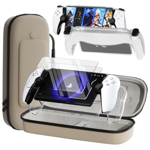 QUAGGY 3-in-1 Accessoris Kit Compatible with Playstation Portal, EVA Carrying Case for PS Portal with Silicone Protective Cover with stand