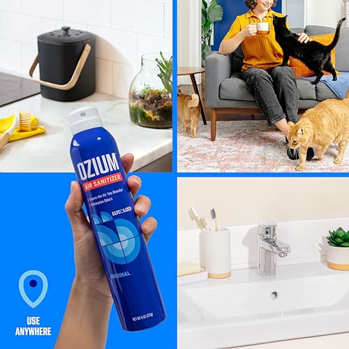 ozium 8 oz air sanitizer amp odor eliminator for homes cars offices and more original scent pack of 2