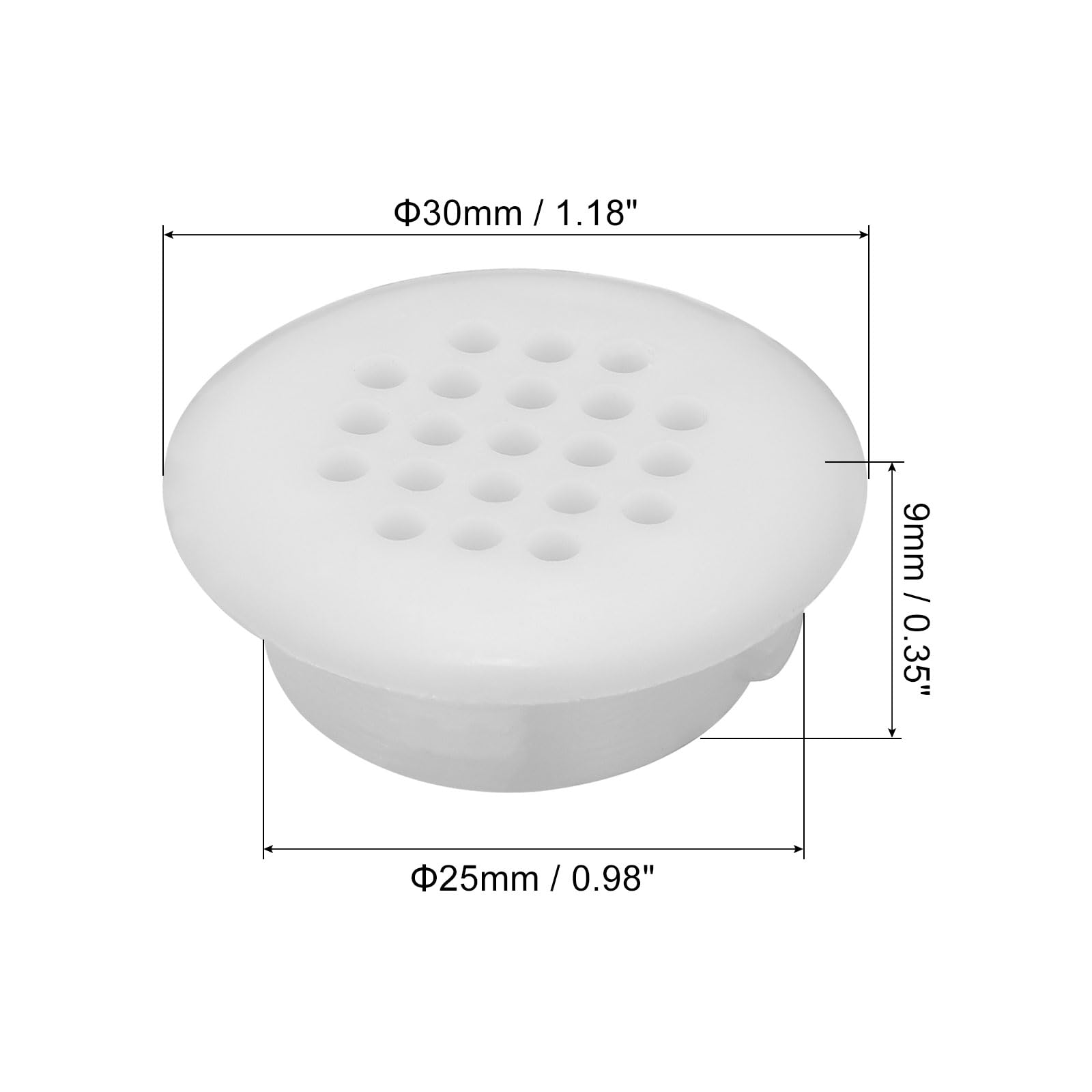 uxcell 25mm(1") Circular Soffit Vent, 12pcs Plastic Circular Air Vents Round Mesh Hole Louver for Kitchen Bathroom Cabinet - Image 2