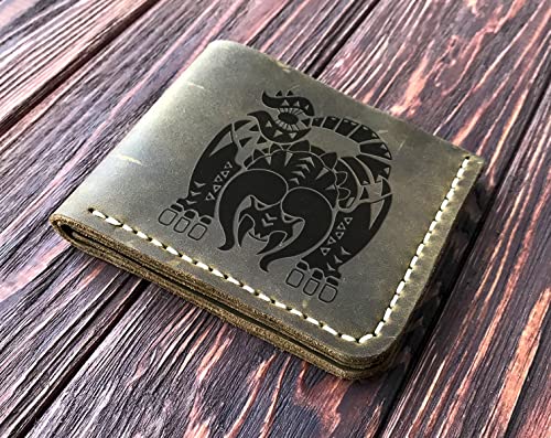 Diablos MHW Wallet Mens, Christmas Gift for Him, MHW Personalized Mens Leather Wallet, Gamer Gift, Custom Leather Wallet Handmade Husband Gift Boyfriend Gift, Geek Gift s264