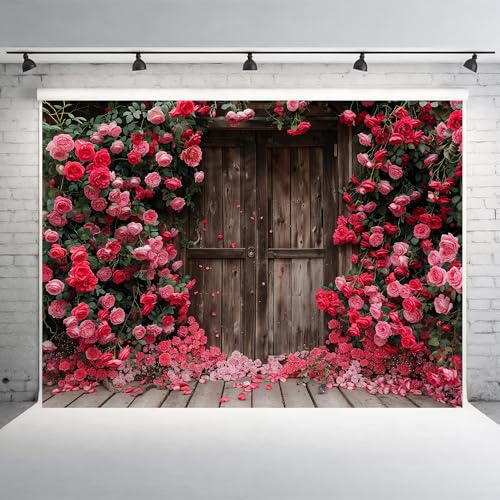 Kiarah Backdrops | Rustic Rose Door | Enchanted Floral Archway (5x3 ft)