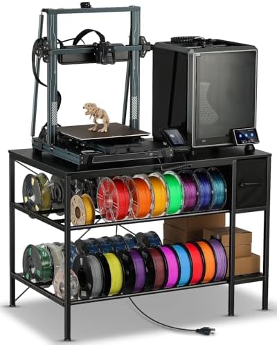 3D Printer Table with Filaments Storage - 3D Printer Stand Filament Storage Rack Heavy Duty 3D Printer Desk with Drawer for Workshop Studio Office