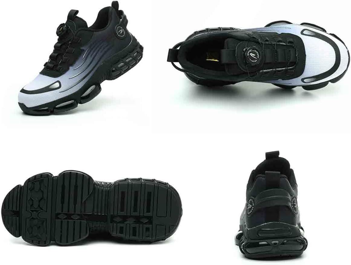 ボタンダウンレース作業安全靴、耐衝撃性と耐穿刺性を備えたスチールトゥシューズ、産業建設労働保険履物、冒険保護スニーカー