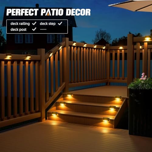 Image of Solar-Powered Deck Light - IP65 Waterproof LED Step, Stair, Fence & Railing Light with Wide-Angle Illumination, Rechargeable Outdoor Lighting for Yard, Patio & Pathway.Pack of 4