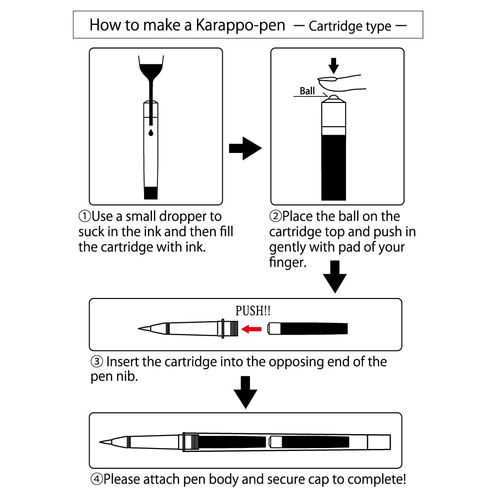Kuretake ZIG Karappo Stylo vide à cartouche pour la fabrication de stylo original, lettrage, calligraphie, illustration, art, écriture, dessin, fabriqué au Japon (pinceau)