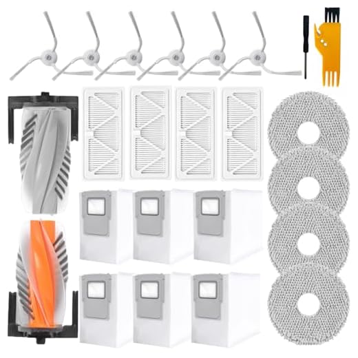 Dxyue 23-teiliges Zubehör-Set für DJI ROMO S/ROMO A/ROMO P Roboter-Staubsauger. Ersatzteile enthalten 1 Hauptbürsten, 6 Staubbeutel, 4 Wischpads, 4 Filter, 6 Seitenbürsten und 2 Reinigungswerkzeuge