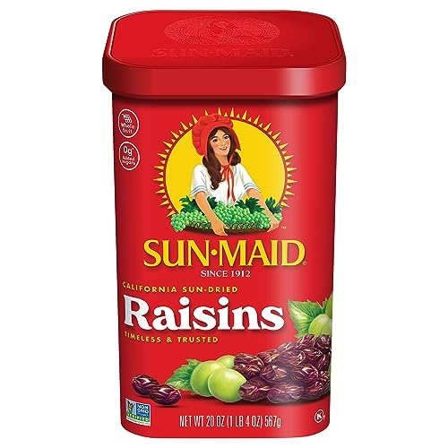 Image of Sun-Maid California Sun-Dried Raisins - 20 oz Resealable Canister - Dried Fruit for Healthy Snacks, School Lunches, and Natural Sweeteners