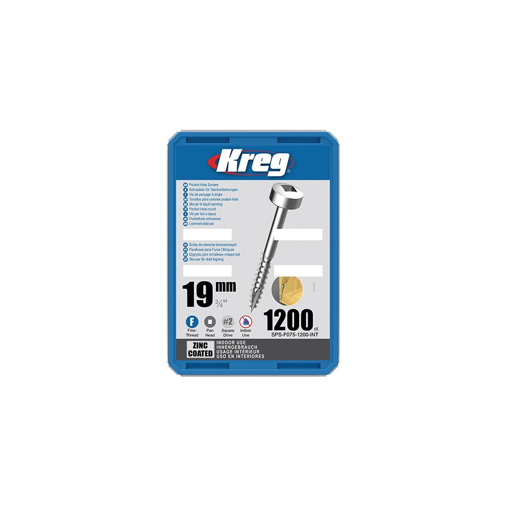 Kreg - 1200 galvanised screws - 6 x 19 mm - fine thread - Maxi-Loc square