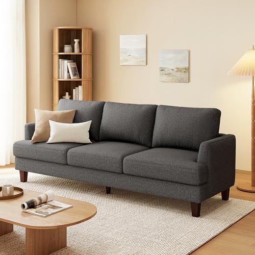 Image of Gericco Mid Century Modern 89 inch 3-Seater Couch for Living Room, Dark Grey