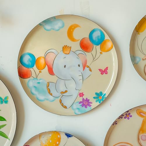 Image of RITUALISTIC Animal Kingdom Wall Plates for home decoration | Wall decor items for living room | Metal Wall decor | Gift items for women and men | wall art | wall showpiece| Set of 5 plates