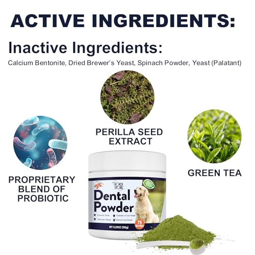 Image of Dog Breath Freshener Dental Powder-Teeth Cleaning Powder for Dogs with Probiotics & Herbs-Plaque & Tartar Remover Oral Care-Chicken & Bacon Flavor-45 & 75 Scoops (75 Scoops, Bacon)