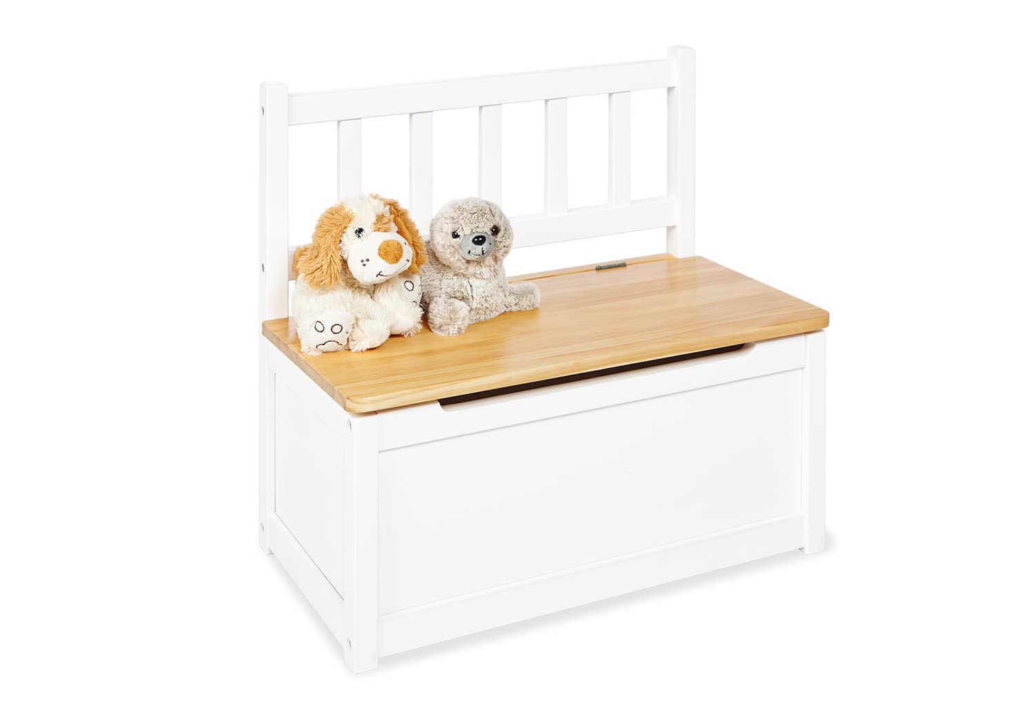 Pinolino Fenna Banc de coffre pour enfant en bois massif avec amortisseur à rabat, hauteur d'assise 29 cm, pour enfants à partir de 2 ans, laqué blanc et transparent