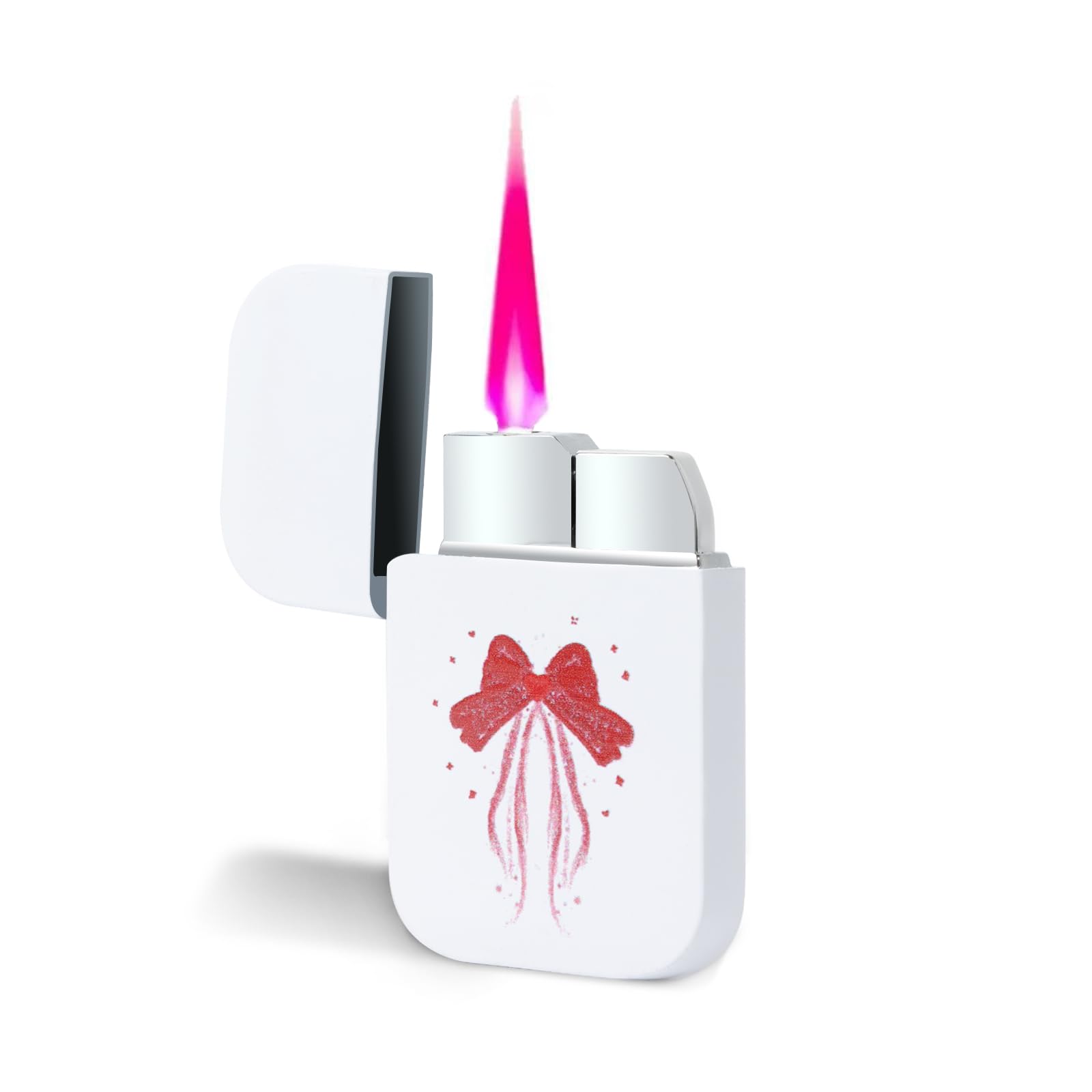 Torch Windproof Pink Flame Lighter Cute Refillable Butane Pocket Pink Lighter for Women Man Daily Use Birthdays Anniversary