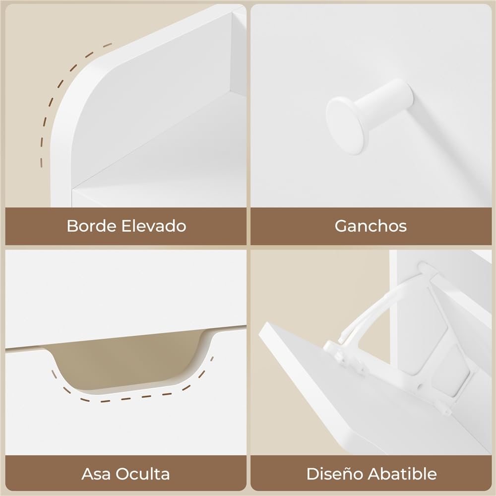 Yaheetech Mueble Zapatero Estrecho con 4 Solapas 100 x 17 x 108.5 cm Blanco | Gran Capacidad con Ganchos y Compartimento Abierto Mecanismo de Apertura Suave para Pasillos Estrechos, Entradas o Vestíbulos