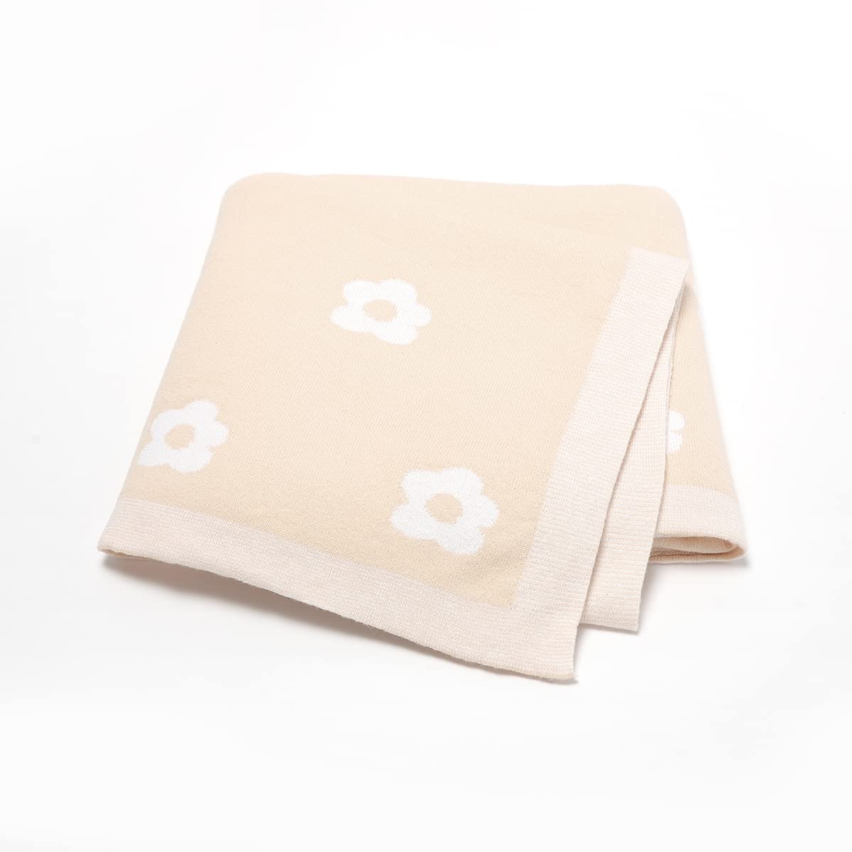 DovFanny Baby Blanket Cotton Soft Knitting Blanket for Boy and girl Infant Toddler Crib Cot Stroller 90 x 70cm Beige