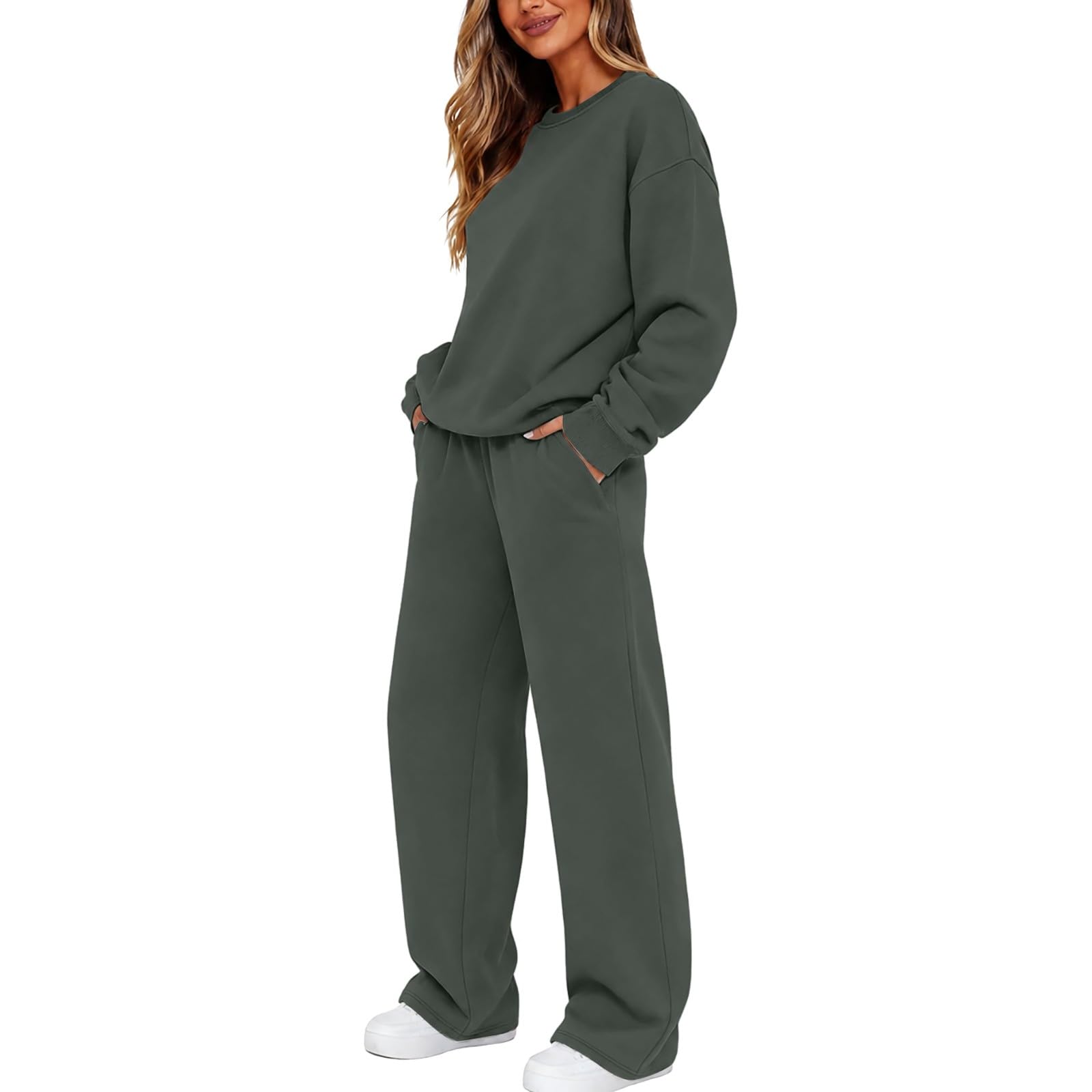 Completo Fitness Donna 2 Pezzi Completi Palestra Manica Lunga Girocollo Tuta Da Ginnastica Completo Sportiva Elegante Set Top E Pantaloni a Gamba Larga Tute Per Jogging Yoga Fitness Da Casa Autunno