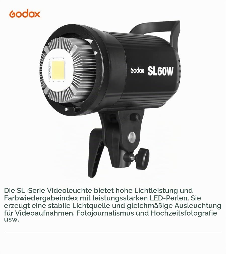 Godox SL-60W CRI 95+ LED Video Light SL60W Continuous Light with Bowens Mount with Remote Control + P60 parabolic Round softbox with Honeycomb Grid, Light Stand