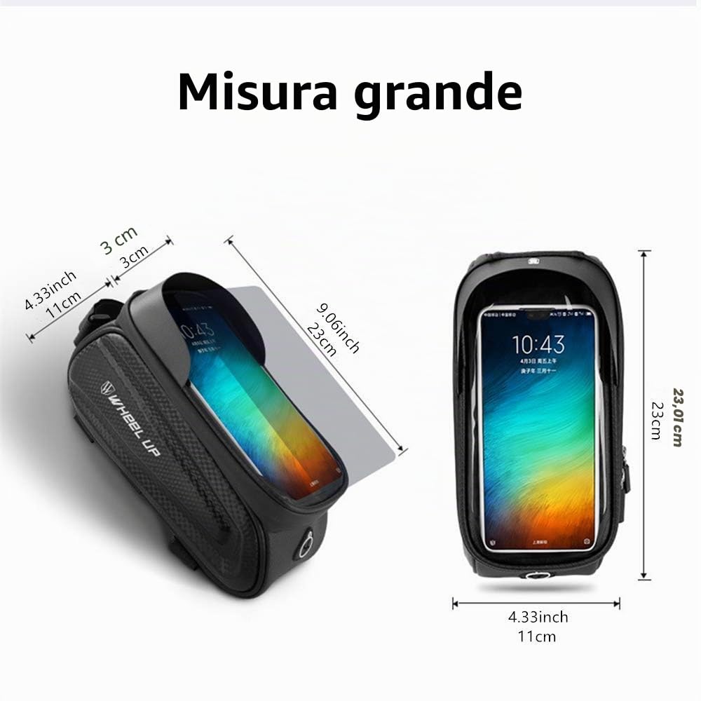 AICTIMO Borsa Telaio da Bicicletta, Borsa da Manubrio per Bici Impermeabile PortatileTouch Screen Porta Cellulare Bici Borse Ciclismo Top Pannier per Telefoni 7 Pollici