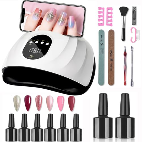 Kit Manicura Uñas Semipermanente, Lampara Para Uñas Uv/Led Kit de Uñas Gel Esmalte de Uñas Para Manicura/Pedicure Nail Art Hogar el Salón...