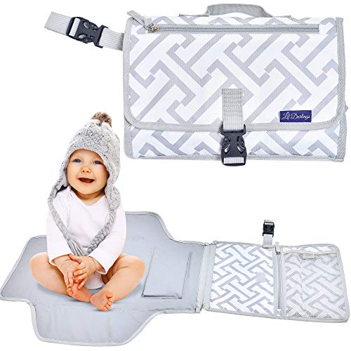 Portable Changing Pad by Lil Darlings - Travel Friendly Portable Changing Station with Storage and Detachable Mat - Ideal for Baby Showers - Extra Sponge Inner and Pillow for a Convenient Clean Change