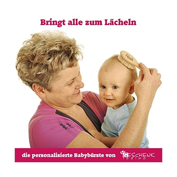 Baby Haarbürste personalisiert mit Name + Motiv - Babybürste aus Holz + Ziegenhaare = extra weich für Babys Haare, Baby… – Bild 3