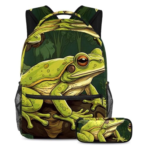Sac à dos Fun Frog Party 91 avec trousse d'école assortie pour élève