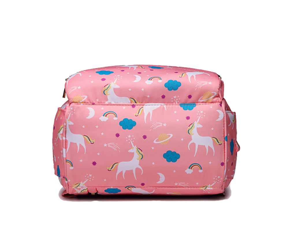 Borsa per pannolini zaino per mamma papà, borsa per cambio maternità, zaino per pannolini con cinghie per passeggino, Unicorno-rosa, 15.7" x 11.8" x 7.8", Classico