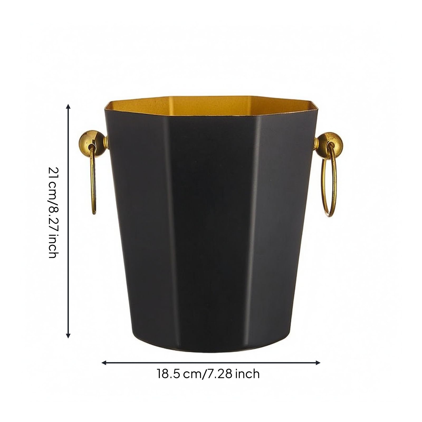 MagiDeal Seau à Glace Commercial Acier Inoxydable Seau à Glace Seau Isotherme Récipient à Boissons Paroi Épaisse pour, Noir, Octogonal Épaissi