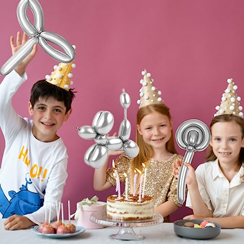 Image of 100pcs Metallic Long Balloons for Balloon Animals, Chrome 260 Balloons Art Kit for Twisting, Skinny Modeling Balloons Supplies for Birthday Party Wedding Festival Decorations