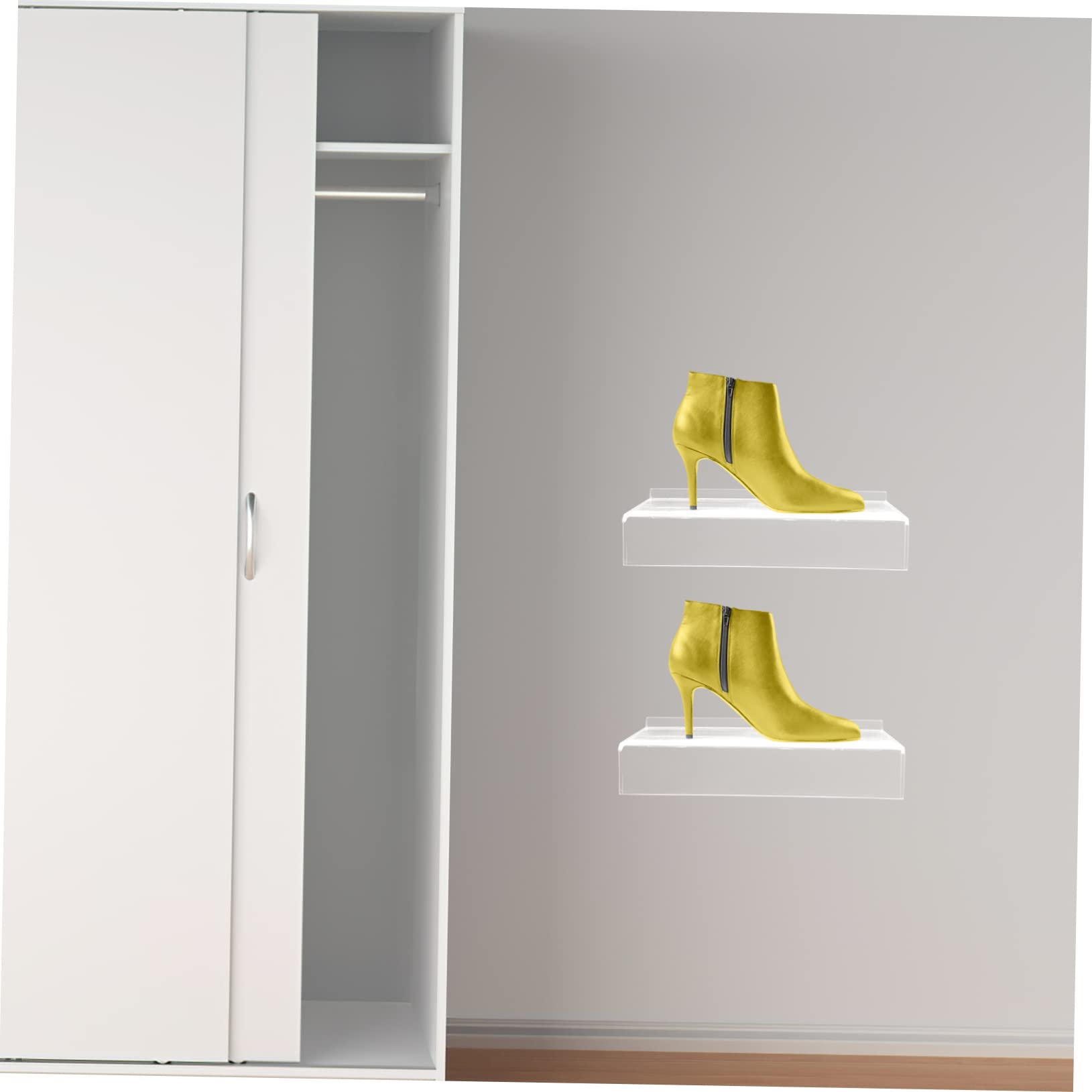 HOODANCOS 5pcs Shoe Display Racks Transparent Shoe Shelves for Wall Mounting Retail Shop for Enhanced Customer Experience