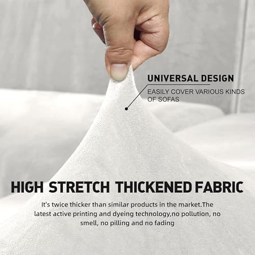 Arfntevss Velvet Sectional Couch Covers L Shape Sofa Cover For Living Room Super Stretch Soft Thick 2-Piece L-Shaped Slipcovers Set Universal Non Slip Pet Dog Furniture Protector (White, Large) #TOP2