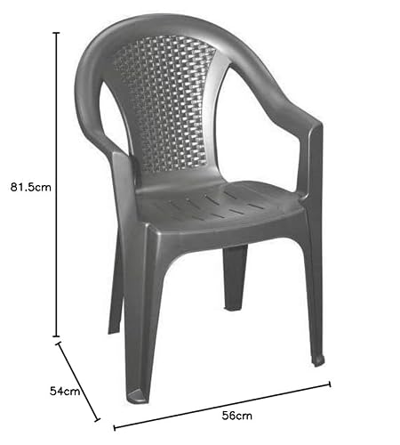 Ipae Monoblock-Stuhl stapelbar mit Rattan-Effekt in Anthrazit, 54 x 56 x 81 cm