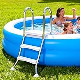 ♥ Échelle de piscine en acier inoxydable : Le cadre de l'échelle de piscine est fabriqué en acier inoxydable 304 solide pour de nombreux étés et les marches en plastique antidérapantes sont fermement fixées au cadre, offrant aux nageurs un moyen sûr d'entrer ou de sortir de la piscine.