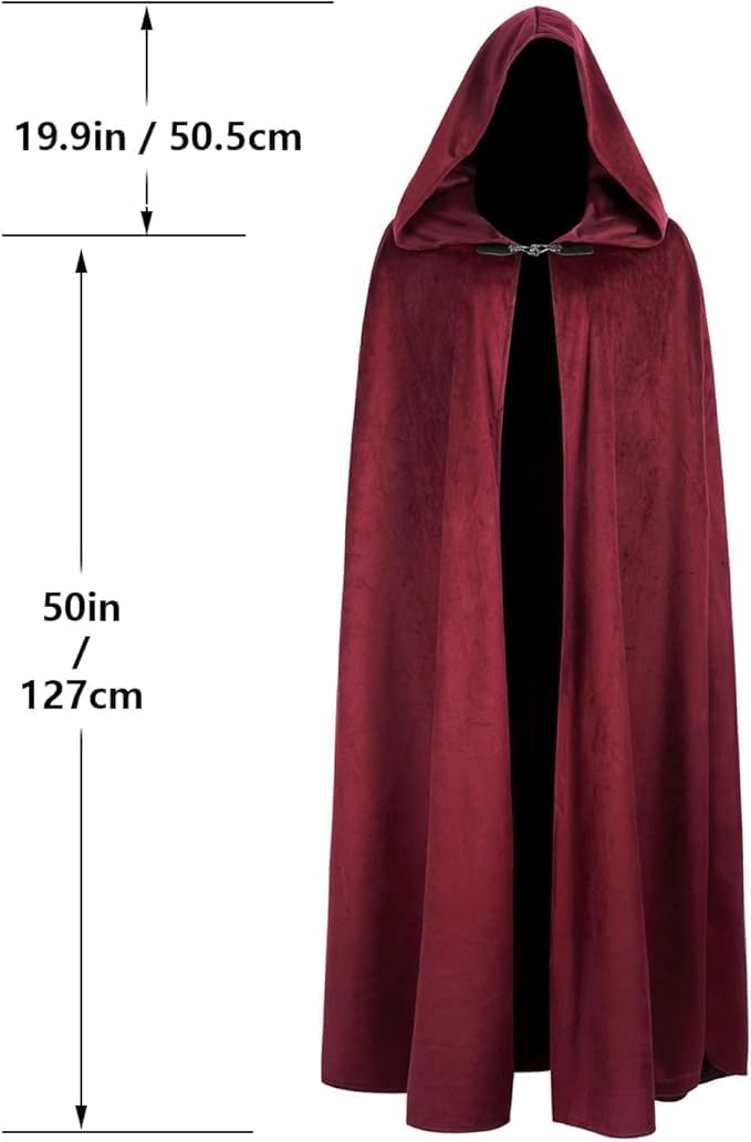 Medieval Cloak with Hood Renaissance Cape for Men and Women Halloween Costume - Image 4