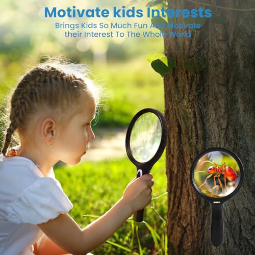 image for ZERNBER Large Magnifying Glass with Light, 10x 20x Handheld Clear Magn