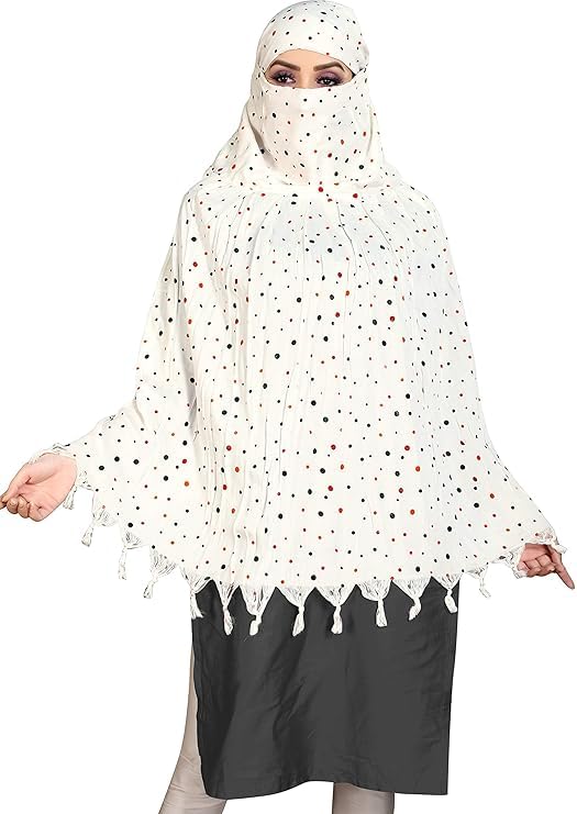 Image of Cotton Long Scarf Cum Mask Scarves Usable for Vehicle Driver | White Printed Design Fabric | Universal Size | Soft & Breathable Sun Protection | For Girl & Women