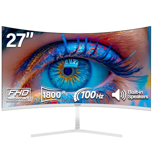 Gawfolk Écran PC 27 Full HD (1920x1080) 100Hz 1ms - Courbure 1800R, Eye Care, FreeSync - HDMI, DP - Support Inclinable, VESA 75x75 - Noir