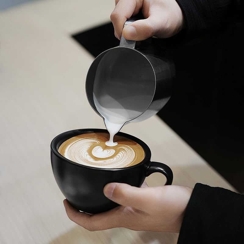 Image of MHW-3BOMBER Milk Frothing Pitcher - 20oz /600ml Milk Frother Cup with U-Shaped Spout - SUS 304 Steaming Pitcher - Cappuccino Latte Art Cup for Barista - Quadrilateral Body - P5183-OS (Pack of 2)