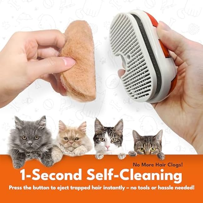 Cat Steam Brush for Shedding ¨C 3-in-1 Grooming Tool with Mist Spray, Anti-Static, USB Rechargeable ¨C One-Click Clean Brush for Cats and Dogs of All Fur Types-Obbz9yM2