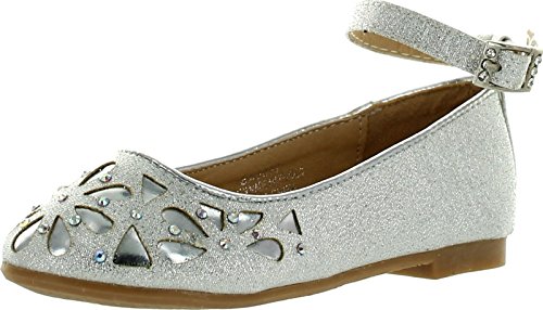 Girls Ba0037 Dress Flats with Perforations and Rhinestones