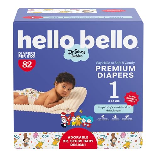 Image of Hello Bello Dr. Seuss Babies Premium Diapers, Size 1, 82 Count: Softness & Protection for Sensitive Skin
