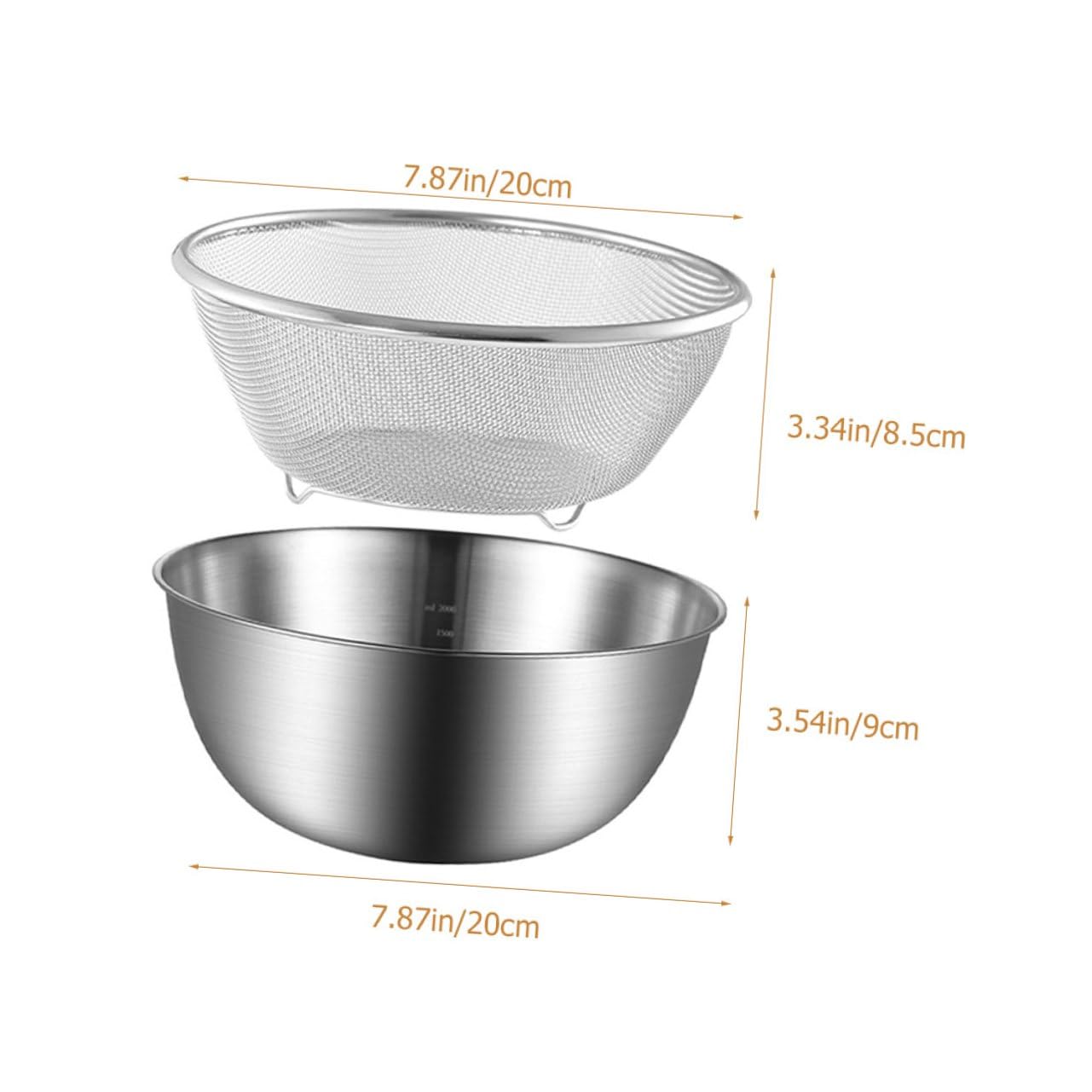 Colador de Alimentos y Escurridor de Arroz Inoxidable, Cesta de Drenaje Rápida y Resistente, Juego 2 Piezas, Apto para Frutas y Verduras en Cocina Doméstica